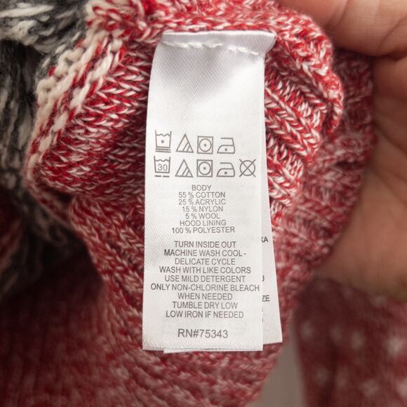 Yet Again Fair Isle Hooded Wool Blend Pull Over Sweater Size Large - Picture 4 of 4